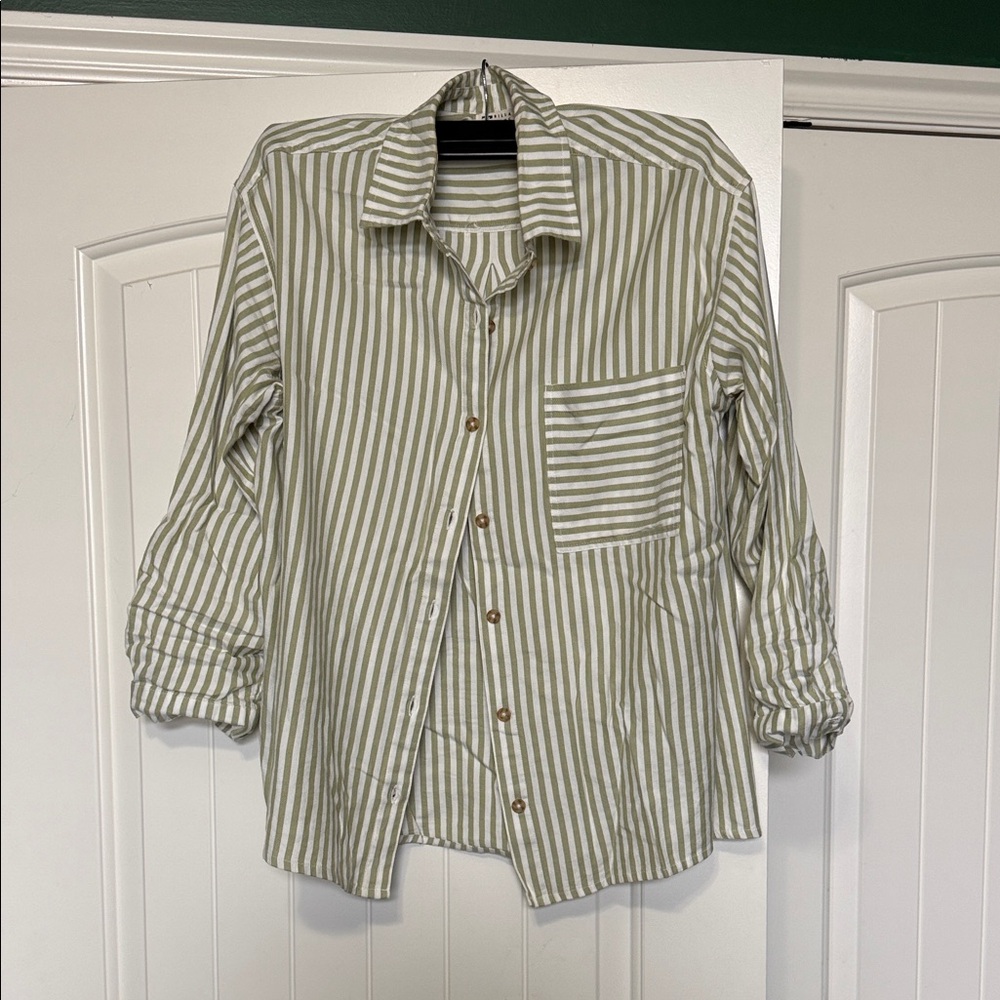 Billabong Striped Green and White Shirt
